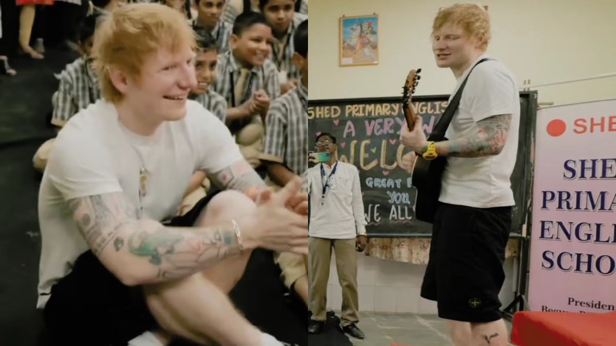 Ed Sheeran visits school in Mumbai ahead of concert, sings with students. Watch