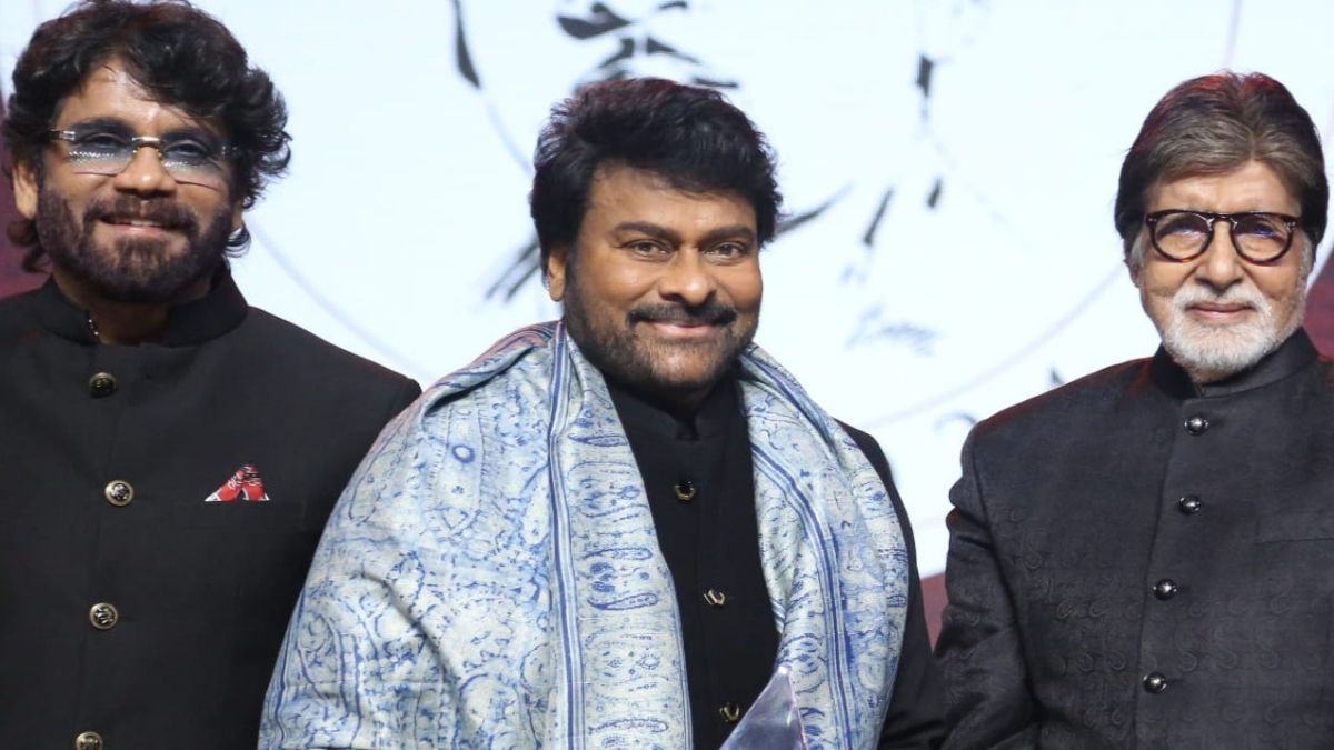 Chiranjeevi honored with the coveted ANR National Award by Amitabh Bachchan; see pics